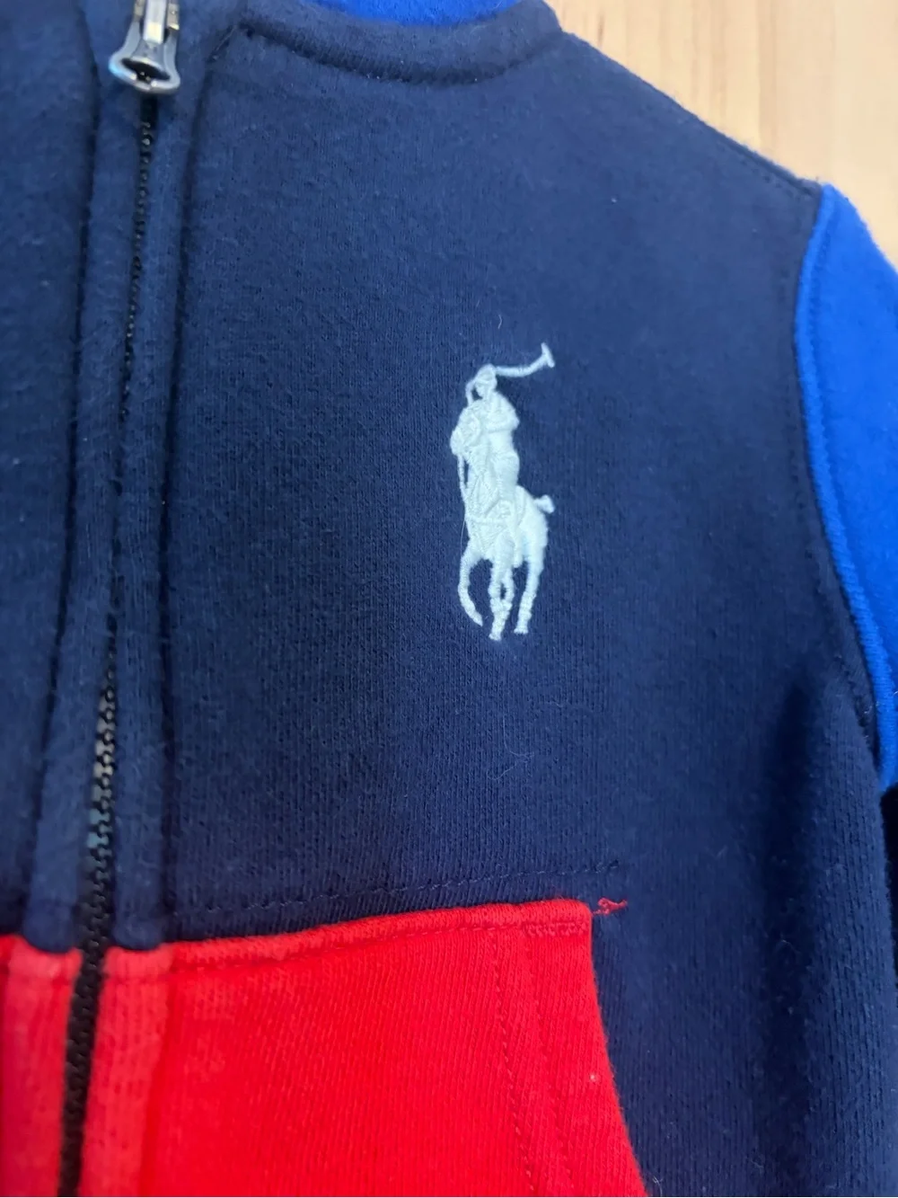 Polo Ralph Lauren Hoodie Zip Up Jacket Infant Baby 12 Mo Colorblock Embroidered